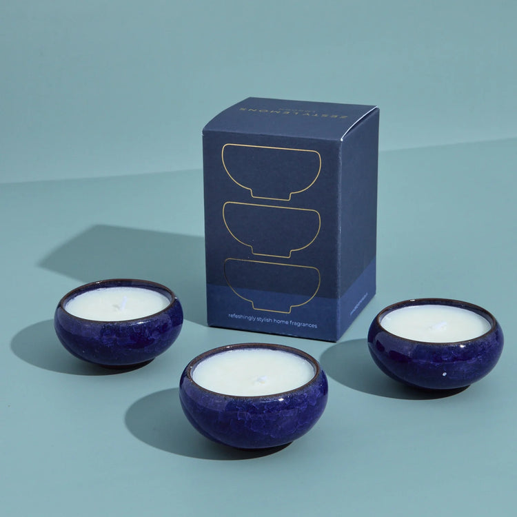 Leather & Sandalwood KILN Tea Lights Navy