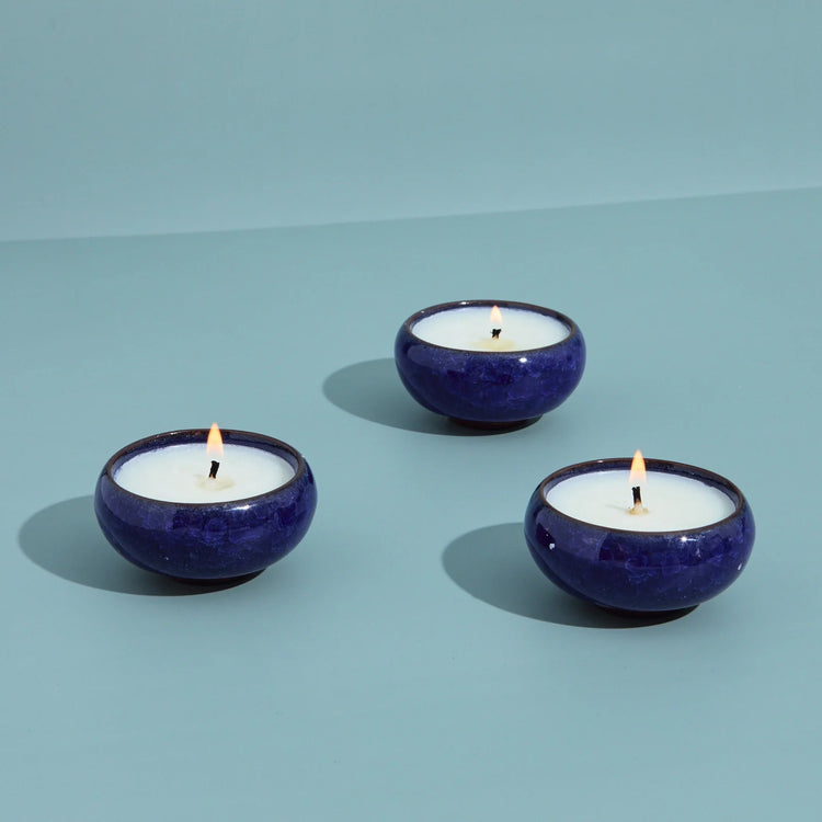 Leather & Sandalwood KILN Tea Lights Navy