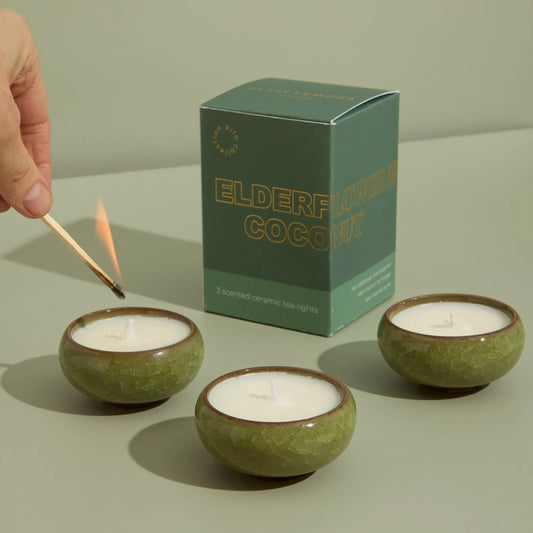 Elderflower & Coconut KILN Tea Lights Olive