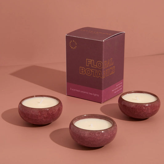 Floral KILN Tea Lights Burgundy