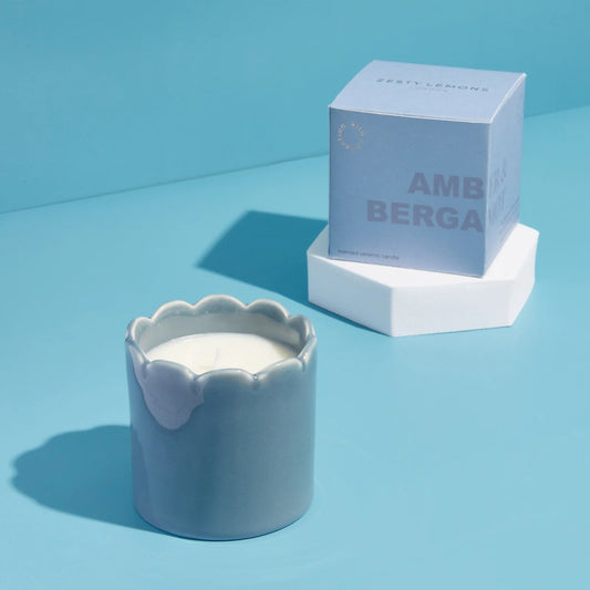 Amber & Bergamot Scalloped Candle Sky Blue