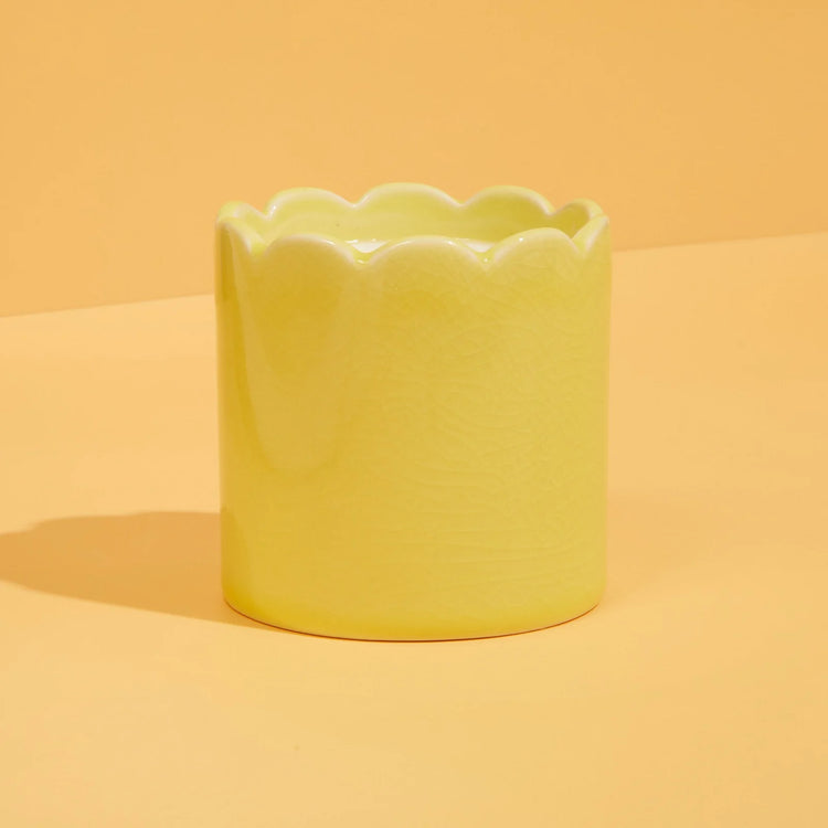 Lemon & Lavender Scalloped Candle Yellow