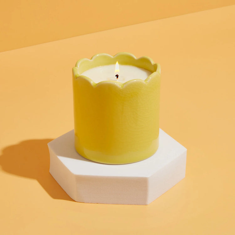 Lemon & Lavender Scalloped Candle Yellow