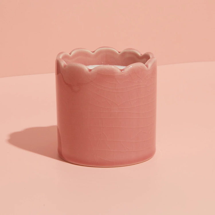 Blackberry & Cedarwood Scalloped Candle Pink
