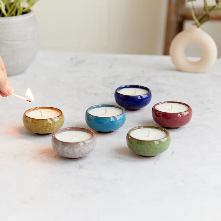 Ceramic Tea Lights Box of 6 Myrrh & Tonka