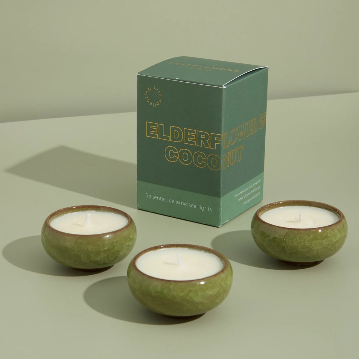 Elderflower & Coconut KILN Tea Lights Olive