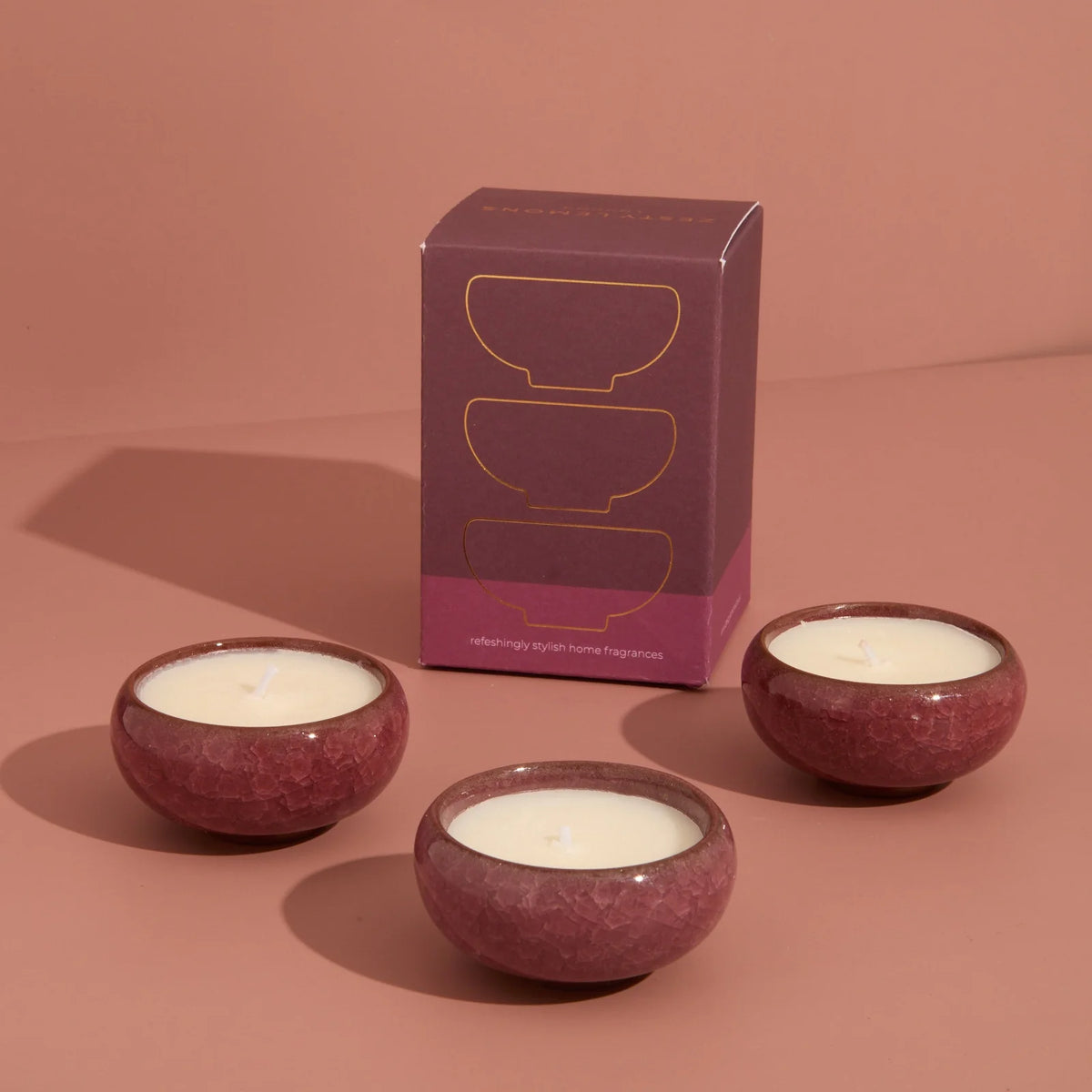 Floral KILN Tea Lights Burgundy