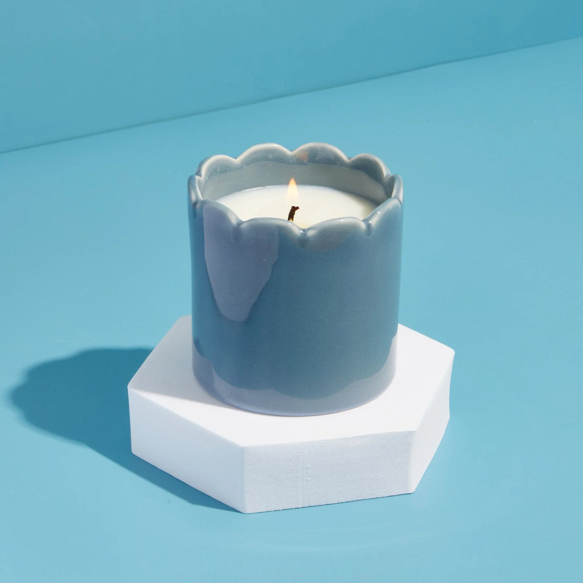 Amber & Bergamot Scalloped Candle Sky Blue