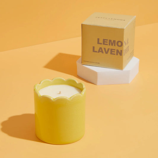 Lemon & Lavender Scalloped Candle Yellow