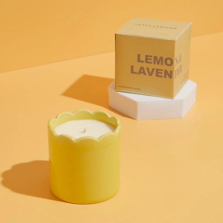 Lemon & Lavender Scalloped Candle Yellow
