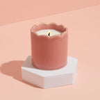 Blackberry & Cedarwood  Scalloped Candle Pink