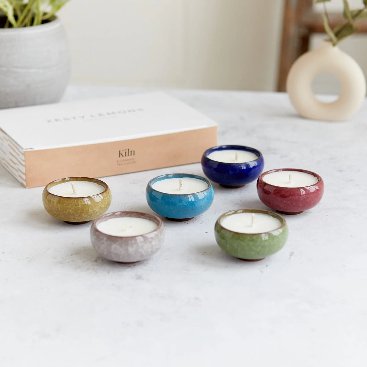 Ceramic Tea Lights Box of 6 Myrrh & Tonka