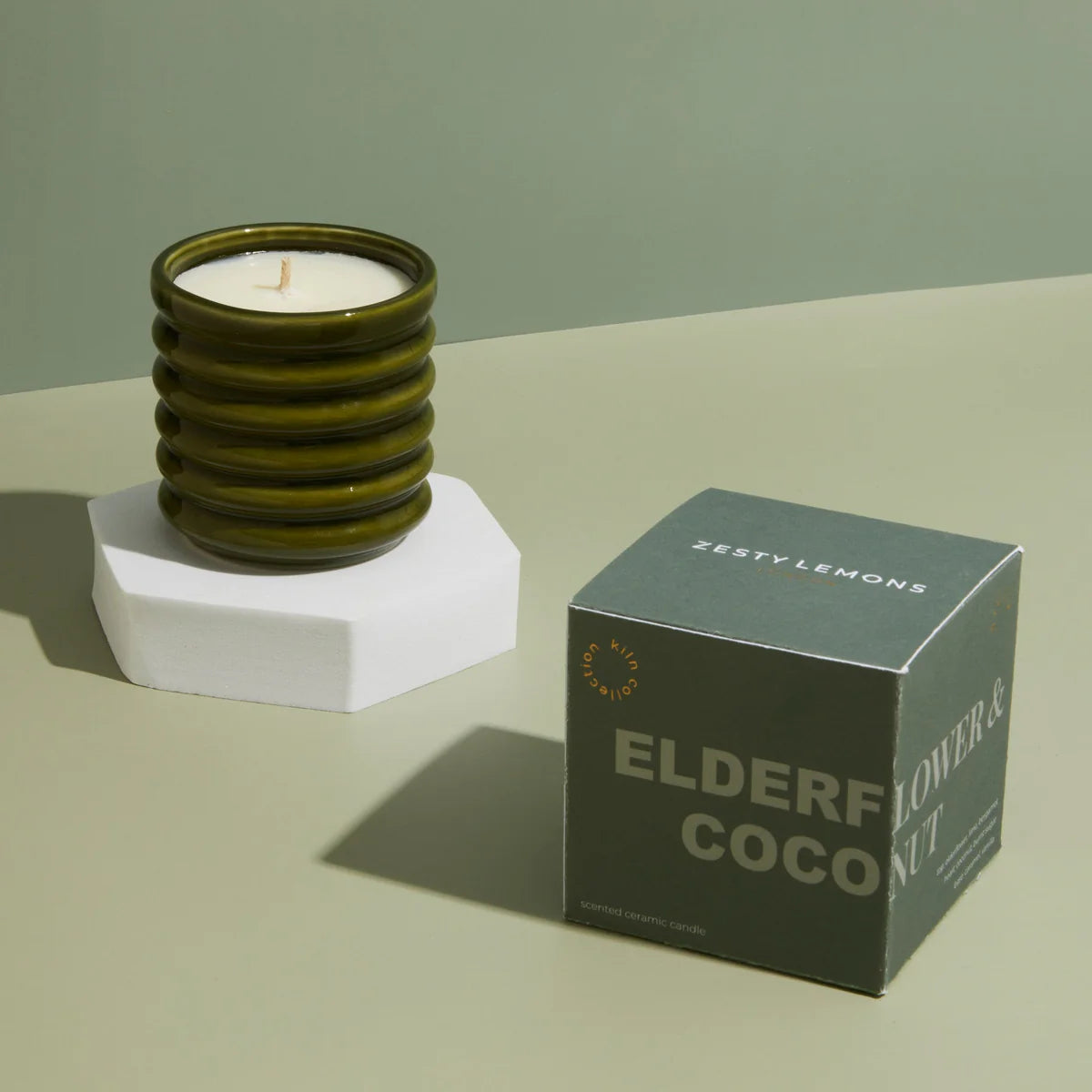 Elderflower and Coconut KILN Olive Candle